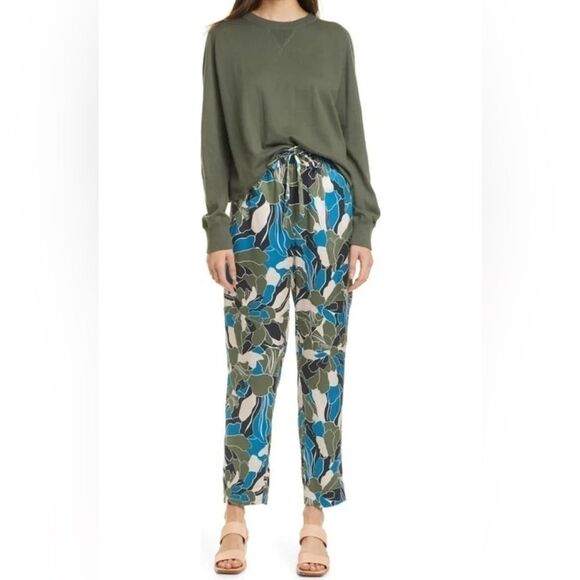 Equipment Suzette Floral Print Drawstring Silk Pants In ECLIPSEMULTI Size 4 NWOT - Picture 3 of 10